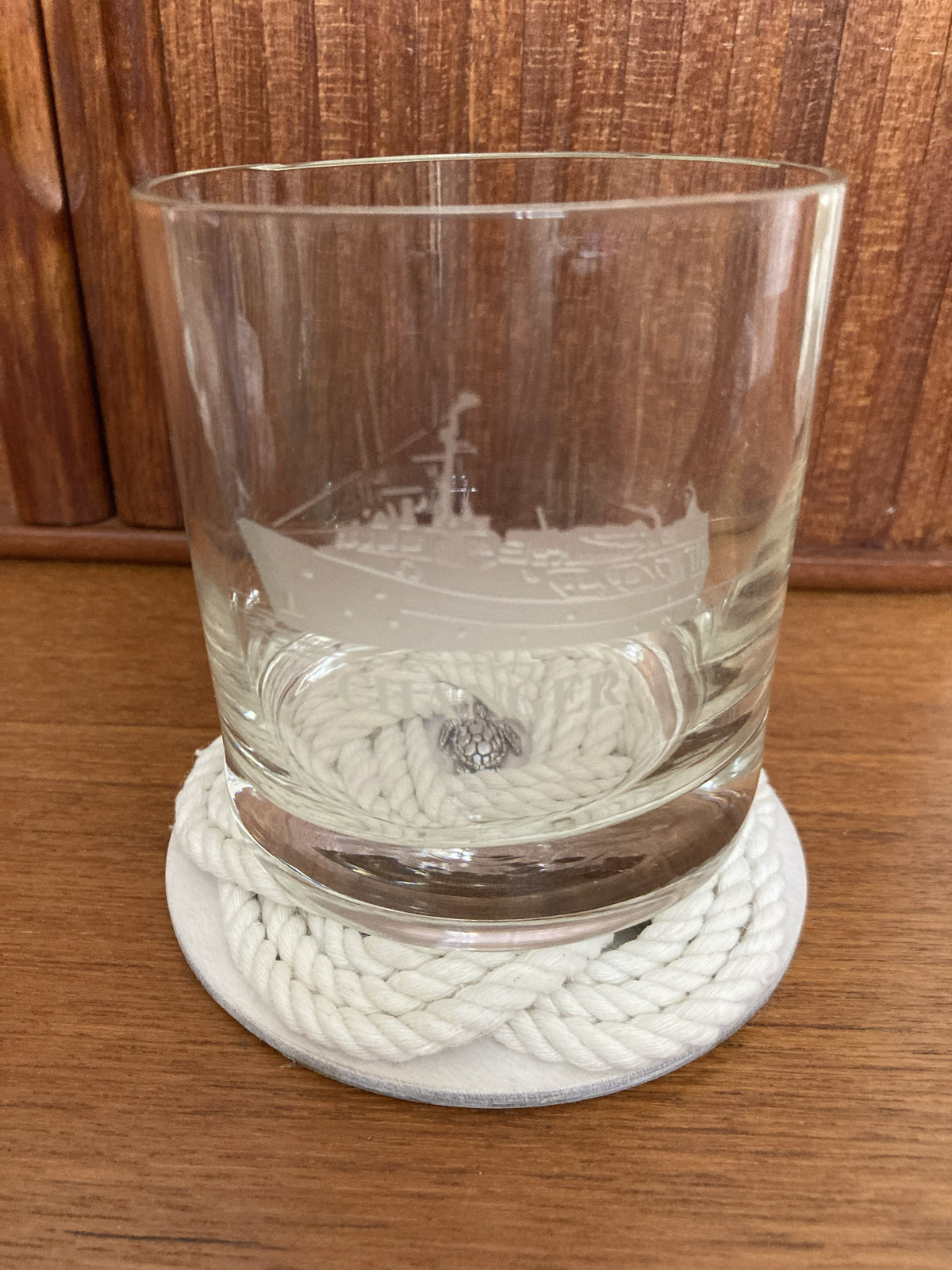 Coastal Gift One Candle Holder and Two Coasters - White Rope